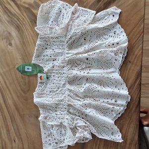 FARM Rio Off-White Palm Tree Richillier Blouse NWT Size S